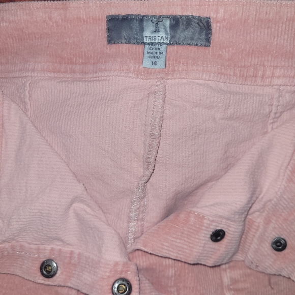 Tristan Pink Corduroy Button-Front A-line Mini Skirt 14 - Picture 2 of 3